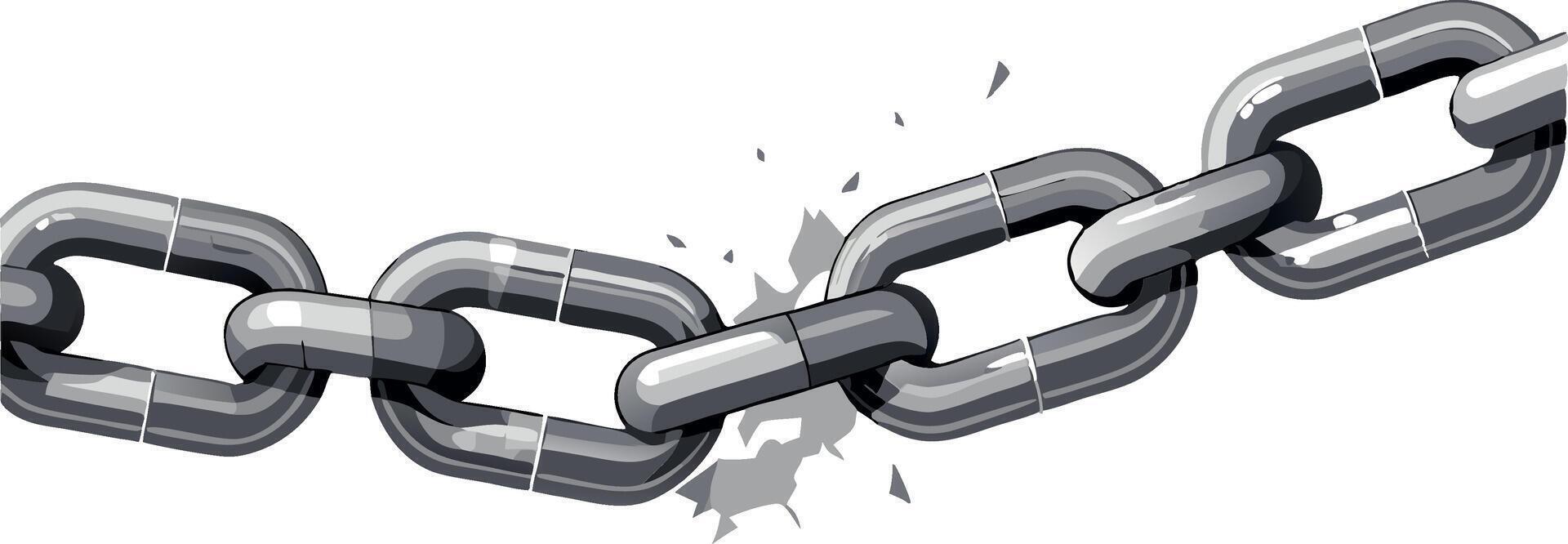Steel chain breaking, symbolizing freedom and escape vector