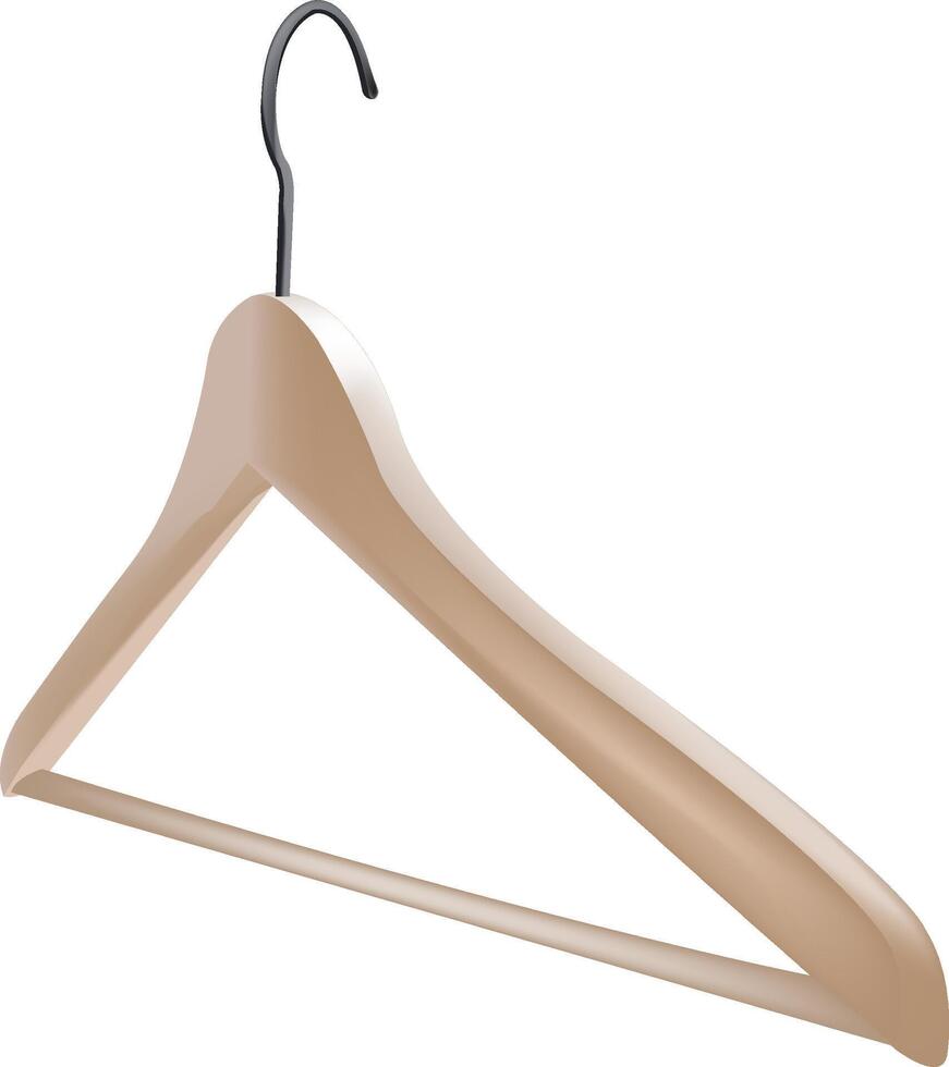 Empty wooden clothes hanger on white background vector