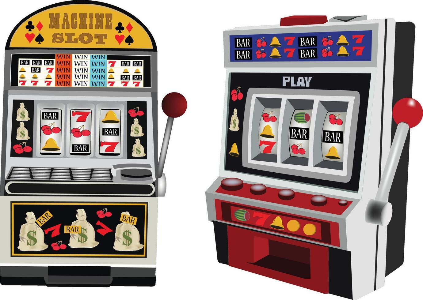 Slot machine and poker machine vector