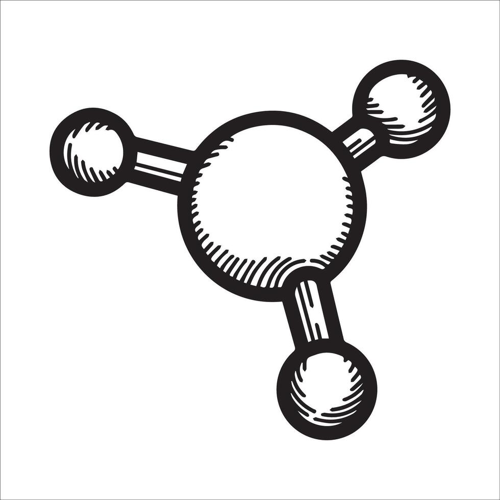 Planar triangular molecular structure drawing sketch artwork illustration vector