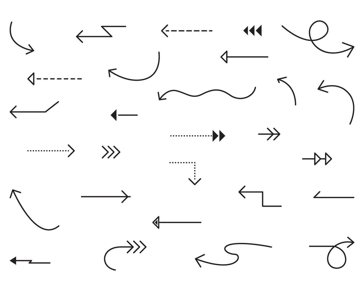 Arrow set thin line style, illustration vector
