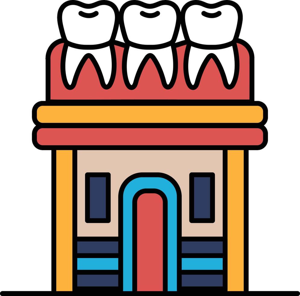 A building with three sets of teeth on it vector
