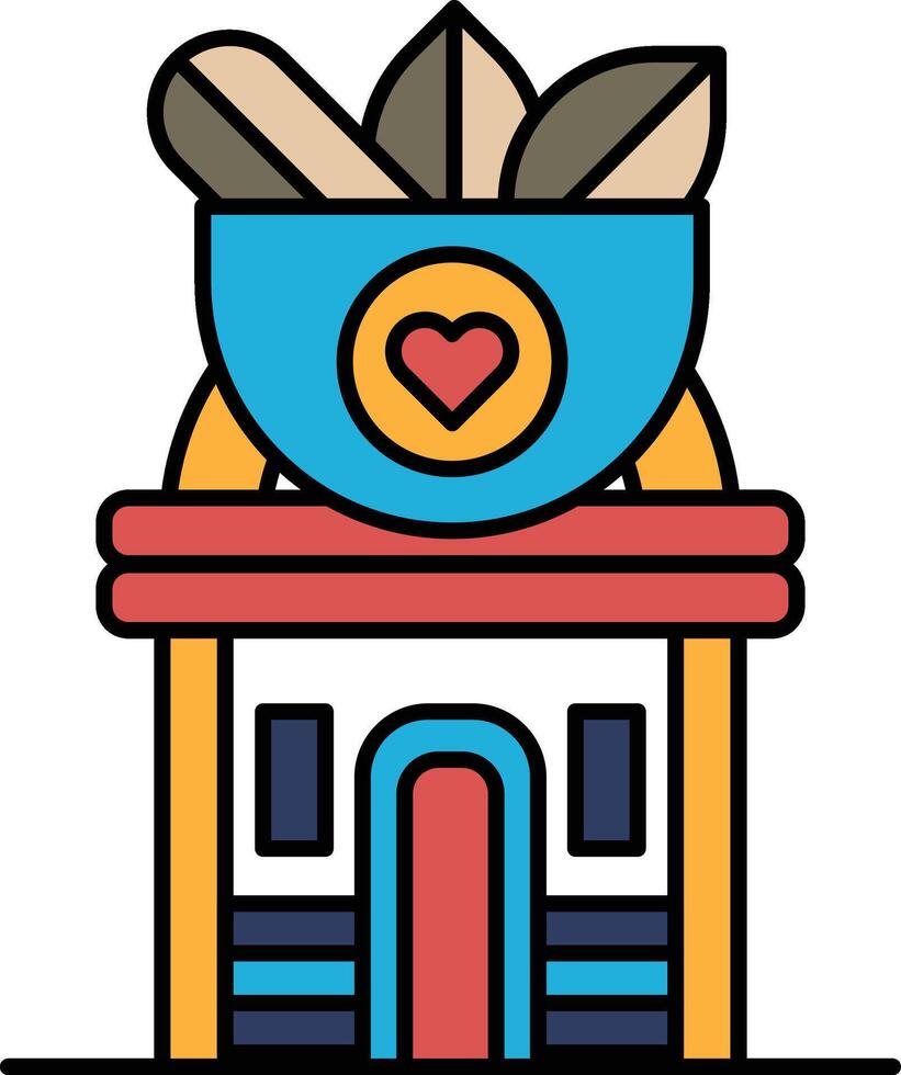 Illustration of a building and a medicine in line drawing style vector