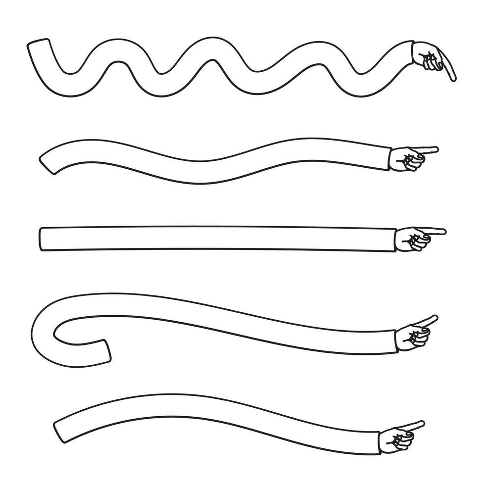Set of hand arrow graphic elements. illustration design vector