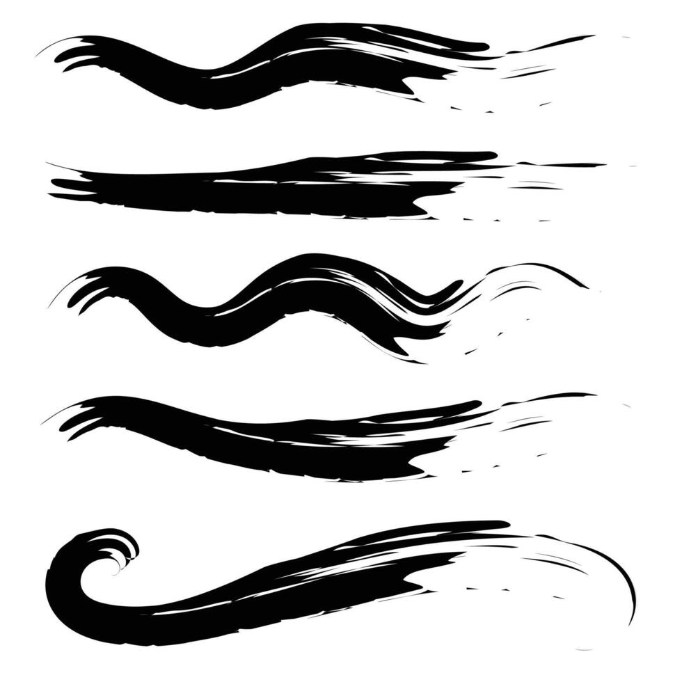 Grunge brush ink textured shapes isolated on white background. illustration vector