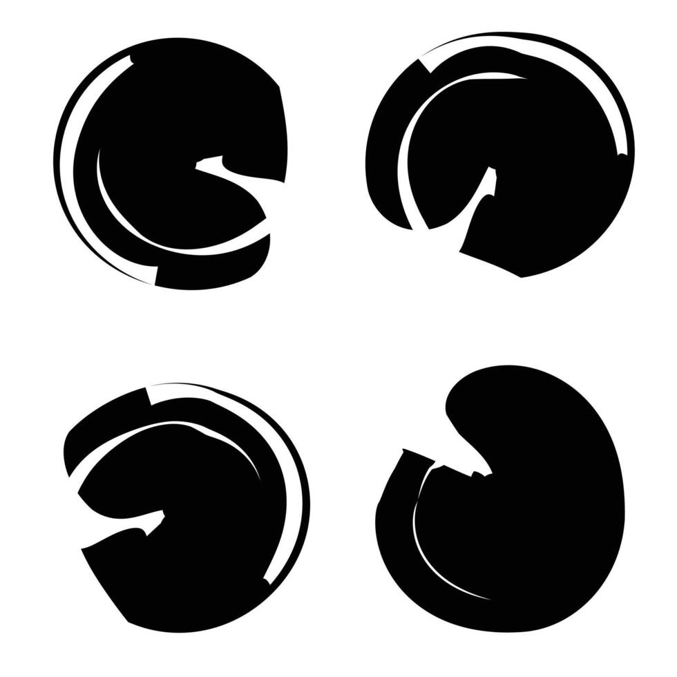 Set of grungy brush ink graphic elements. illustration design vector