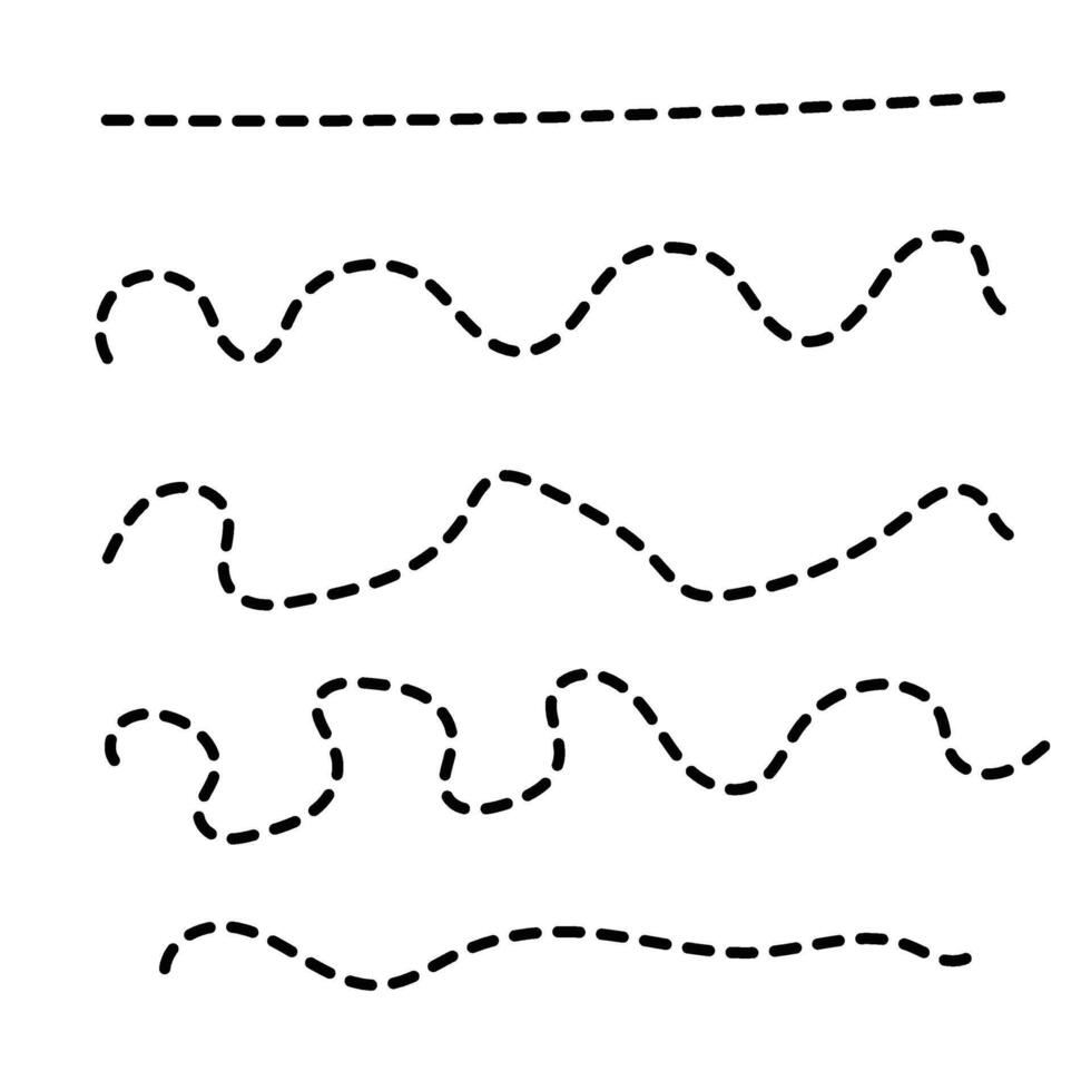 Hand drawing dash line collection vector