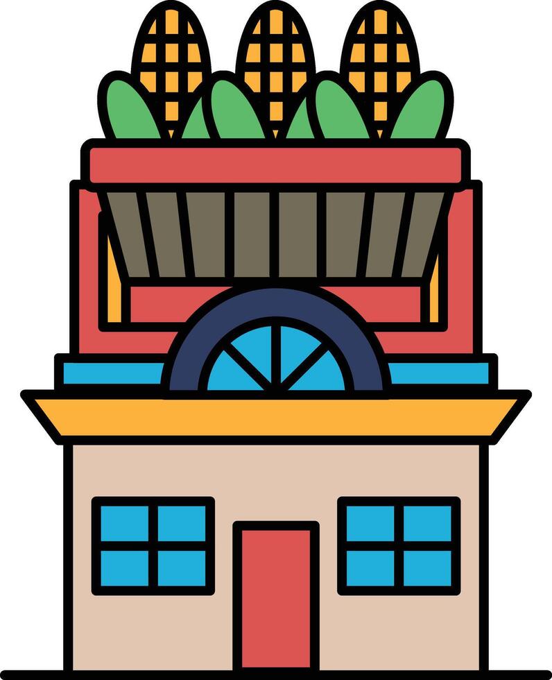A colorful building with a window and a door vector