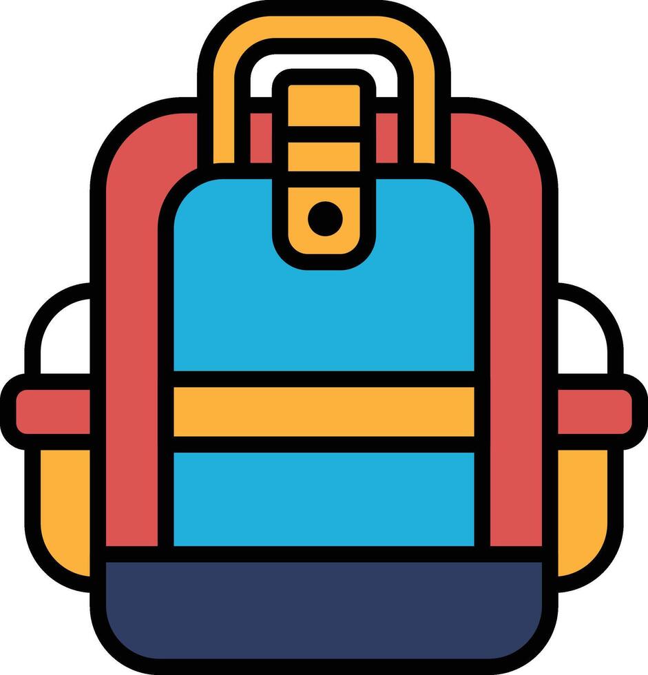 A colorful backpack with a red strap vector