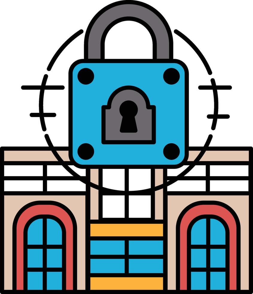 A blue lock is on a building vector