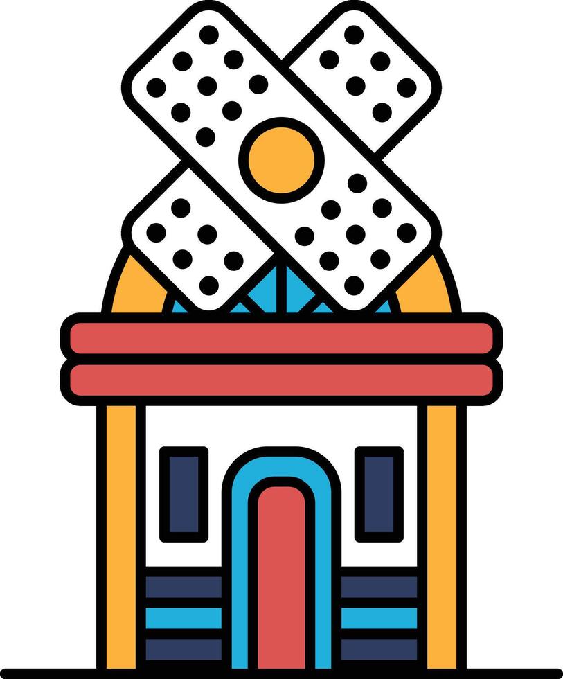 Illustration of a building and bandages in line drawing style vector