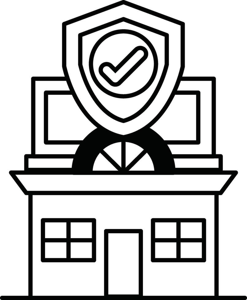 A building with a black and white shield on it vector