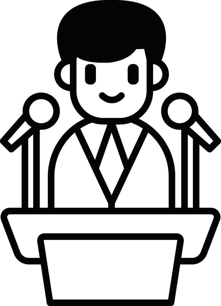 A cartoon man is standing in front of a microphone vector