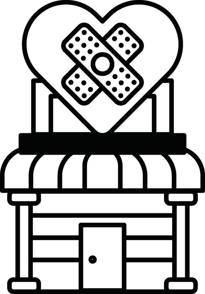 A cartoon drawing of a building with a door and a heart on it vector