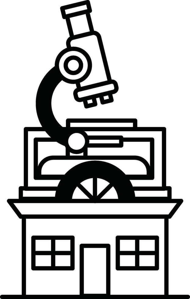 A colorful building with a microscope on top vector