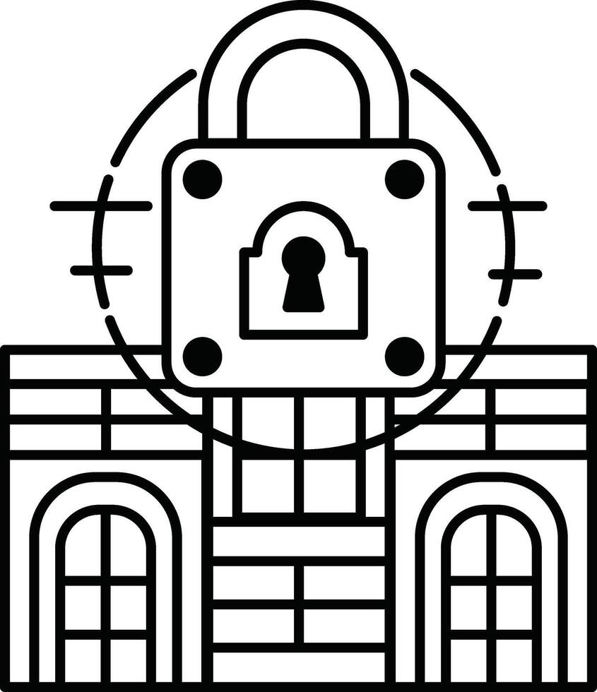 A black and white lock is on a building vector