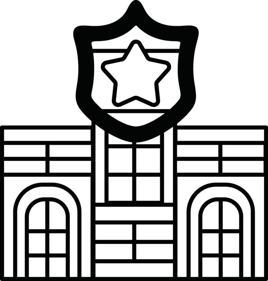 A building with a black and white roof and a star on top vector