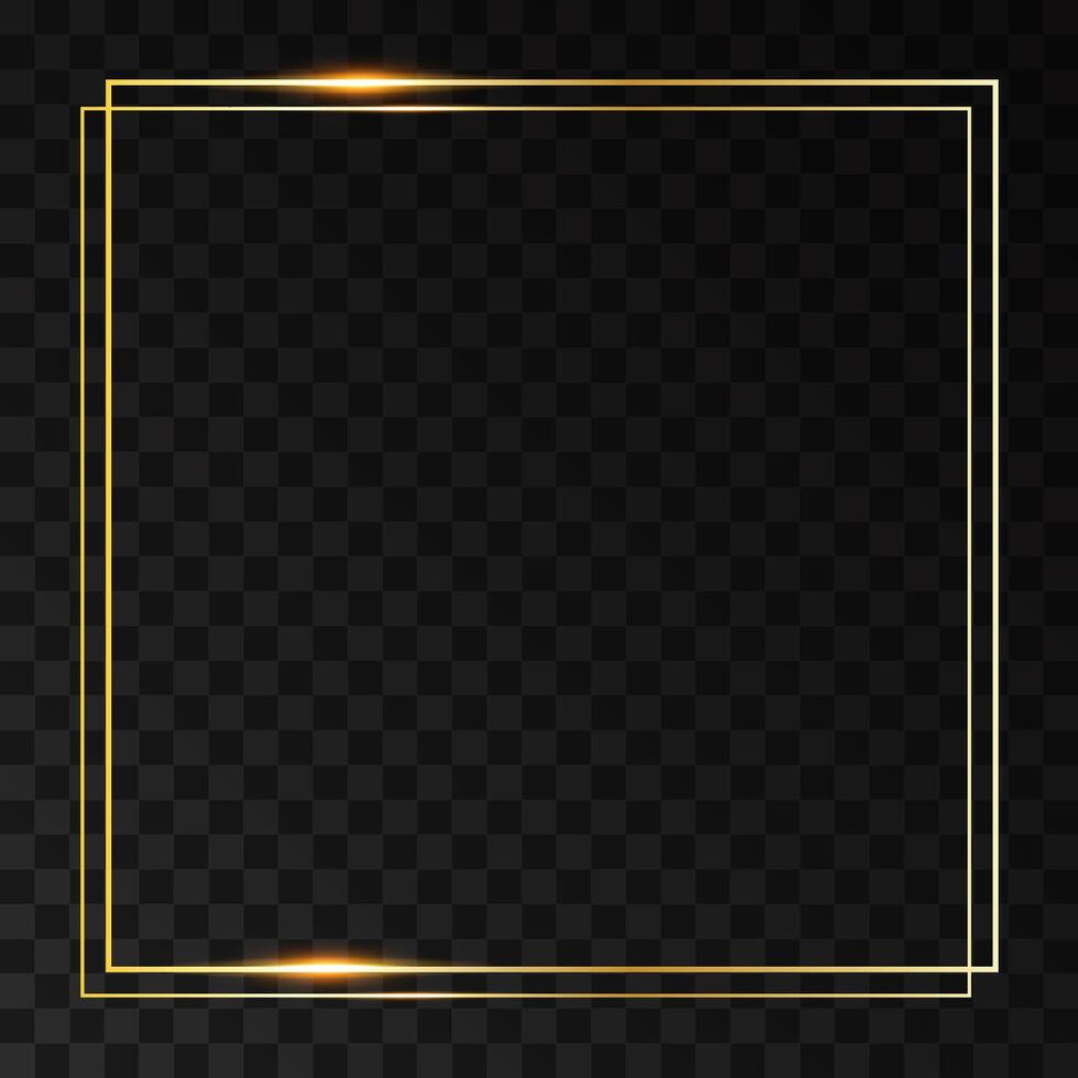 Realistic elegant square golden frame vector