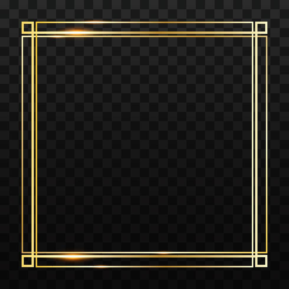 Realistic elegant geometric golden border design vector