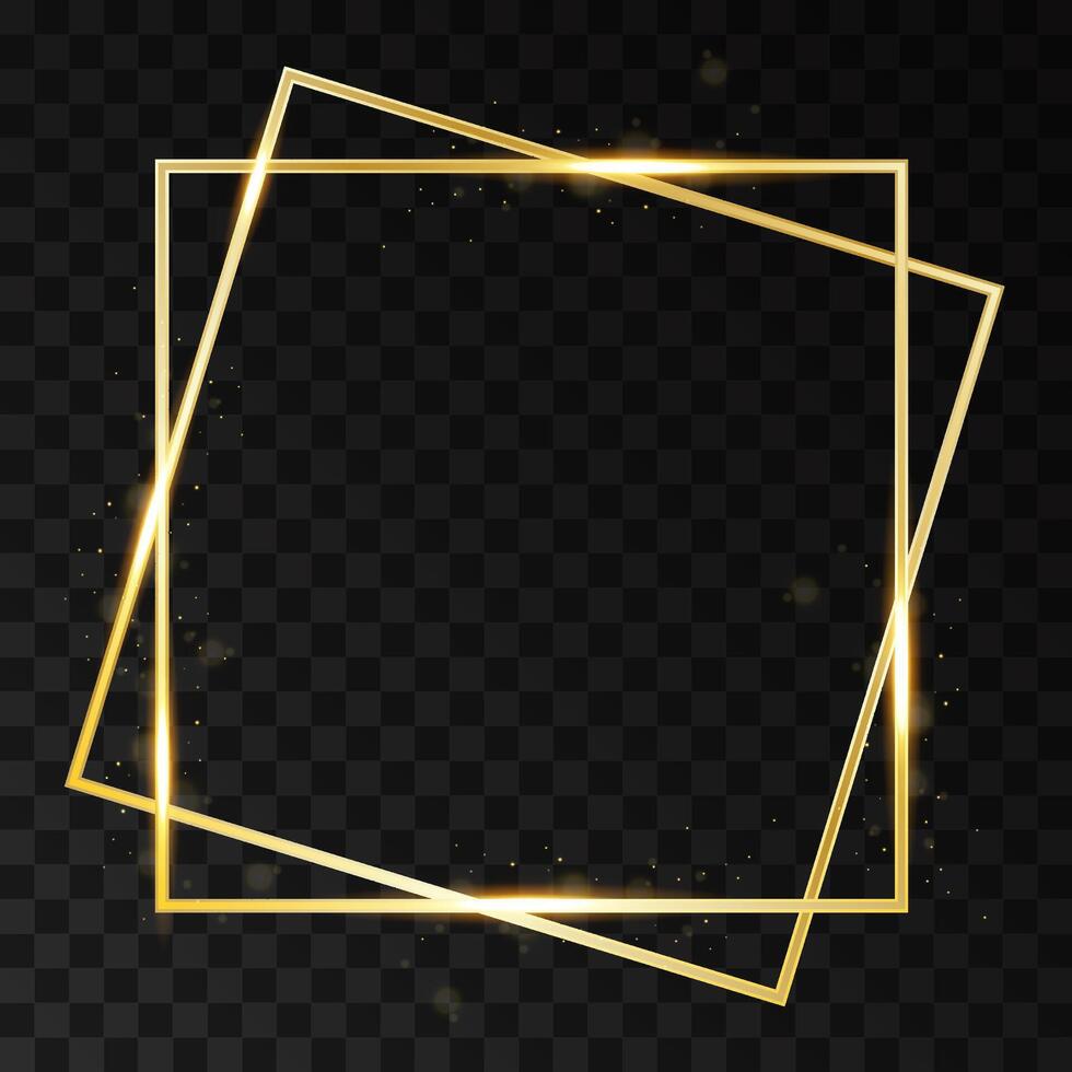 Realistic elegant geometric golden frame vector