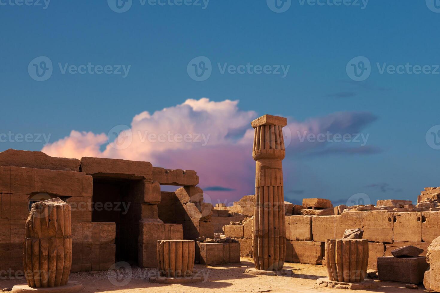 Karnak Temple, Colossal sculptures of ancient Egypt in the Nile Valley in Luxor, Embossed hieroglyphs on the wall photo