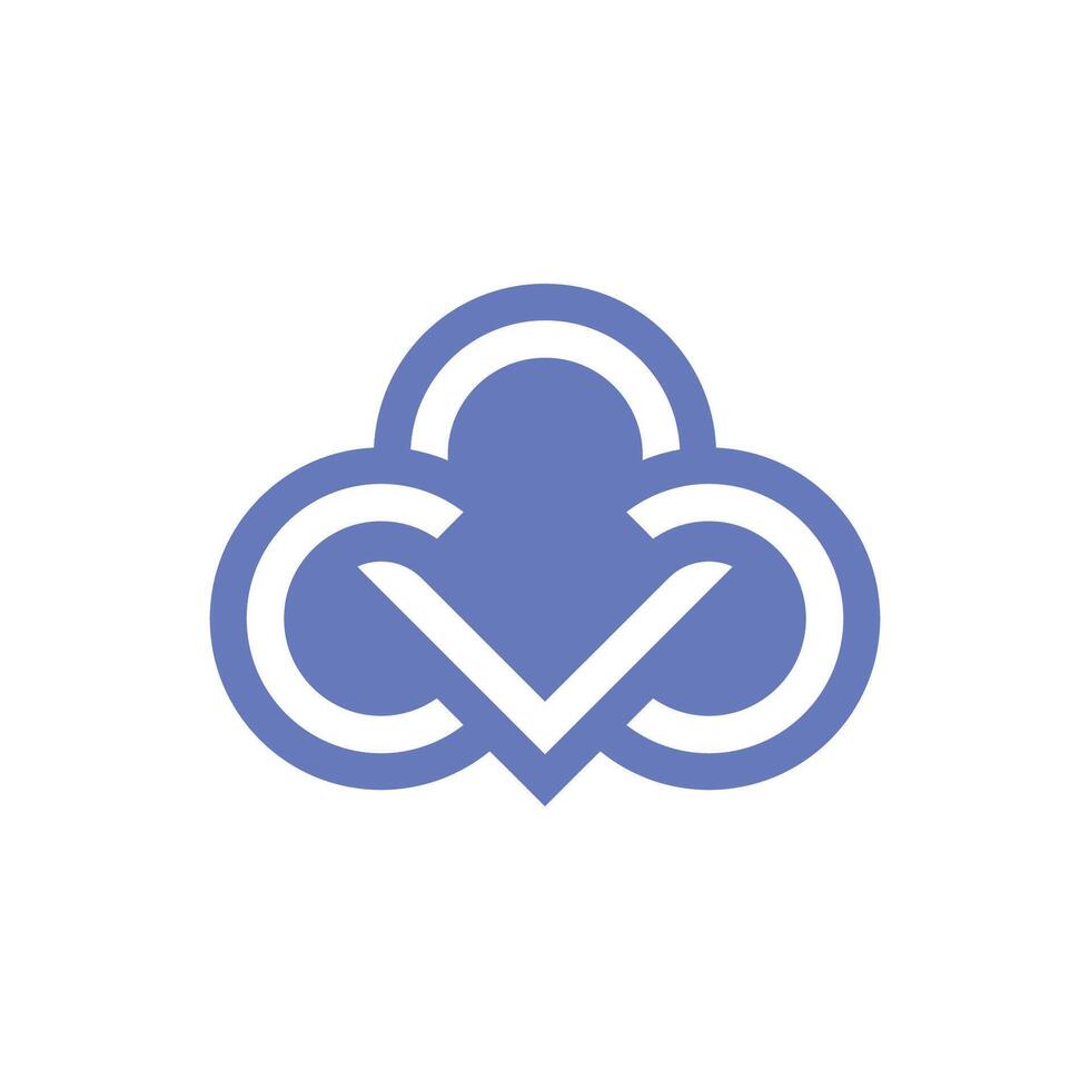 Modern Cloud VC or CV technology logo vector