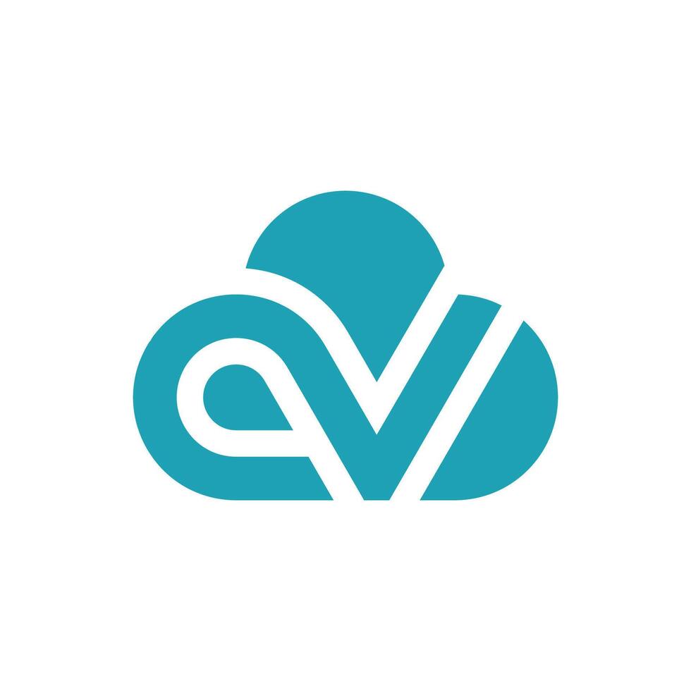 Modern Cloud VC or CV technology logo vector