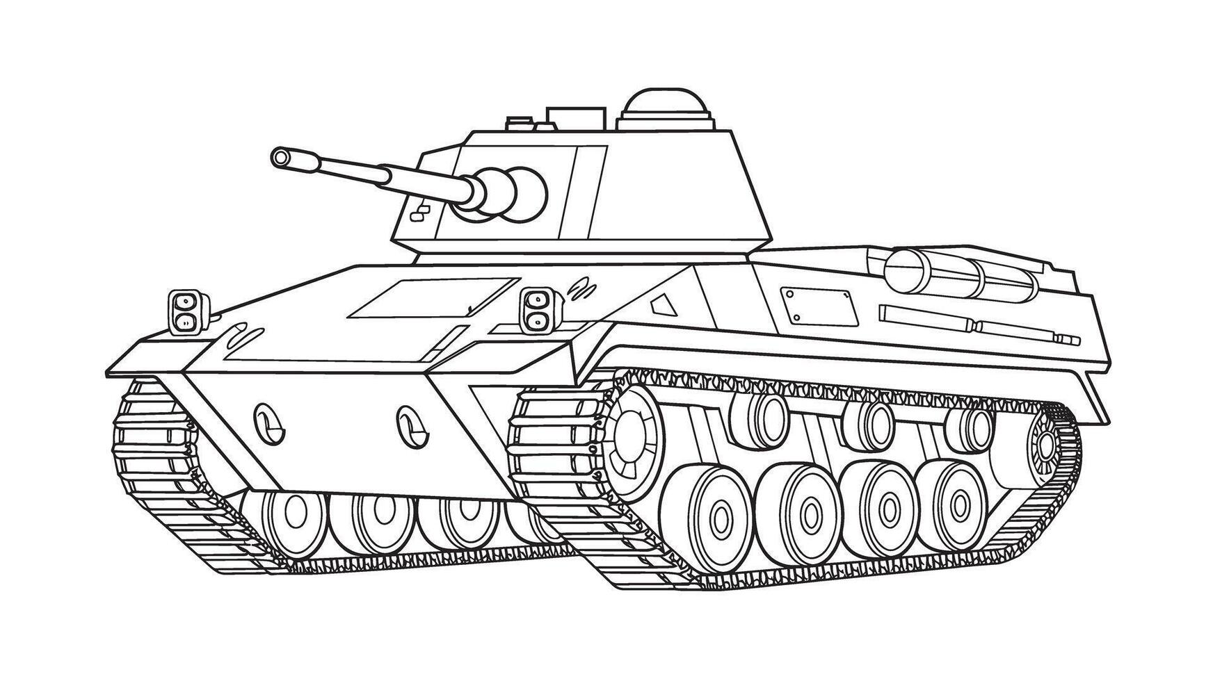 Armored fighting vehicle. Special military Tank colouring book page. detailed illustration isolated on white background. vector