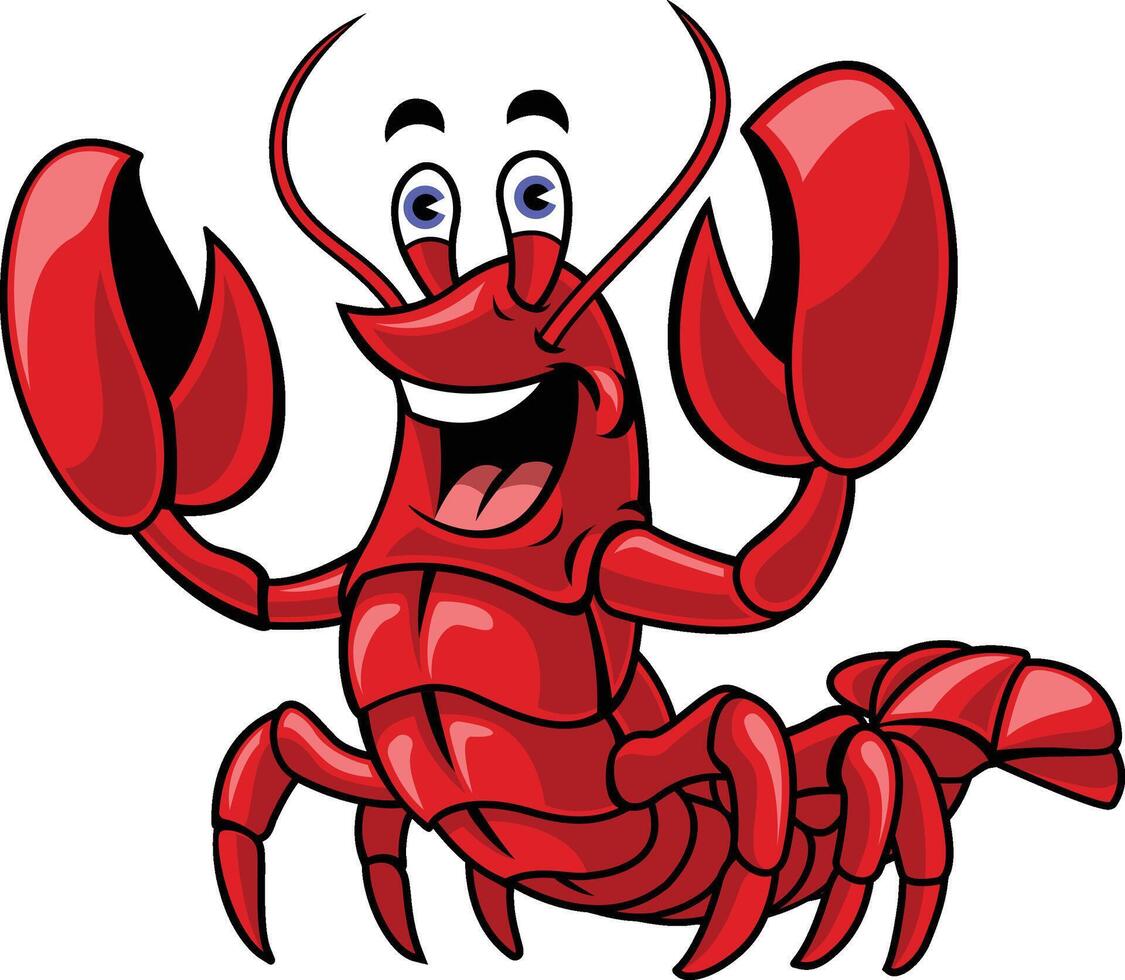 A 3D Cute lobster cartoon illustration isolated on a white background vector