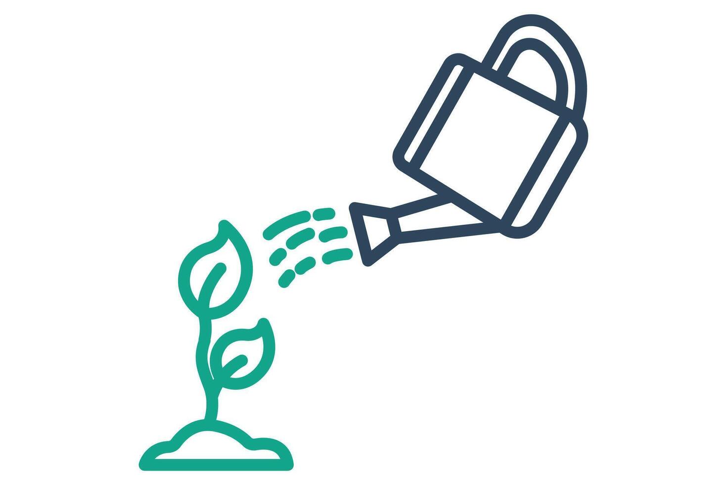 Watering icon. line icon style. watering can with plant. icon related to gardening. nature elements illustration vector
