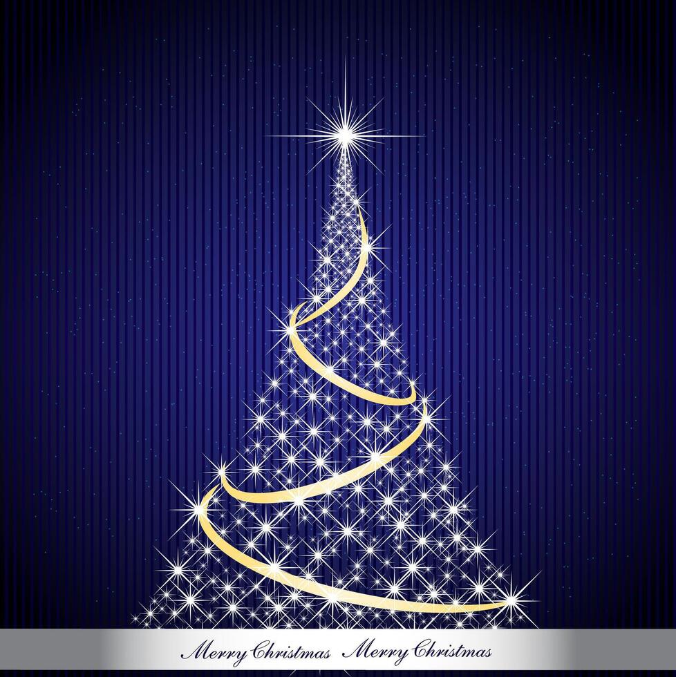 Merry christmas festival blue background with christmas tree design vector