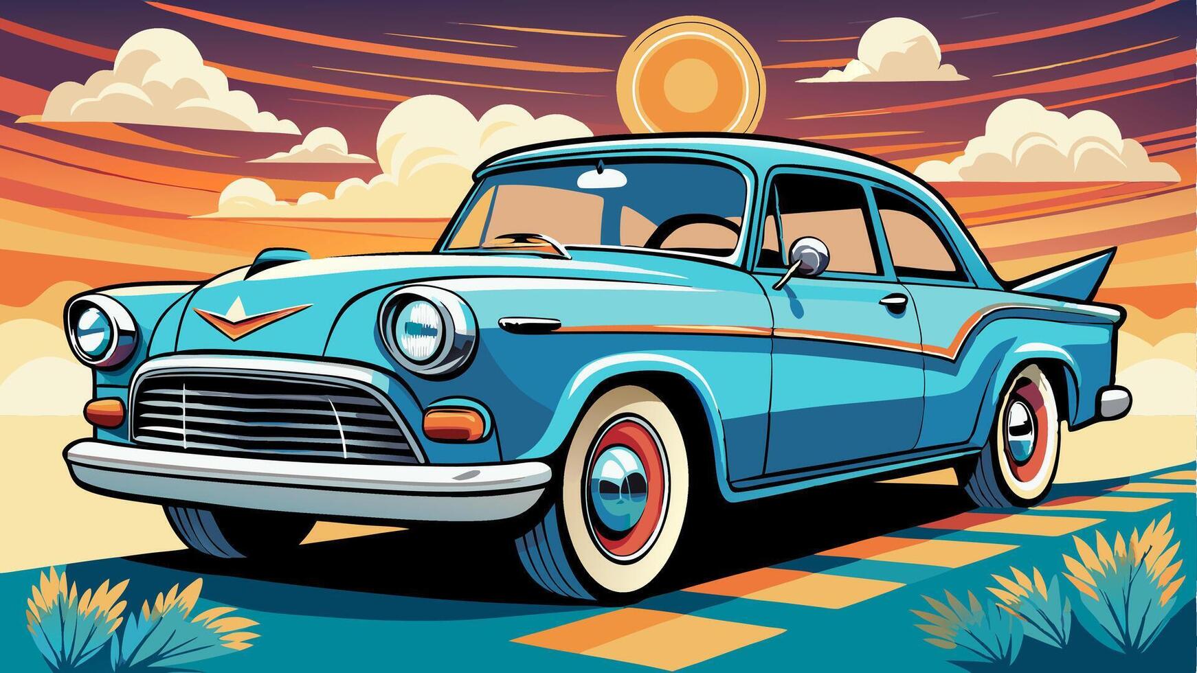 Retro Car Design, Vintage Car Art, Retro Ride vector
