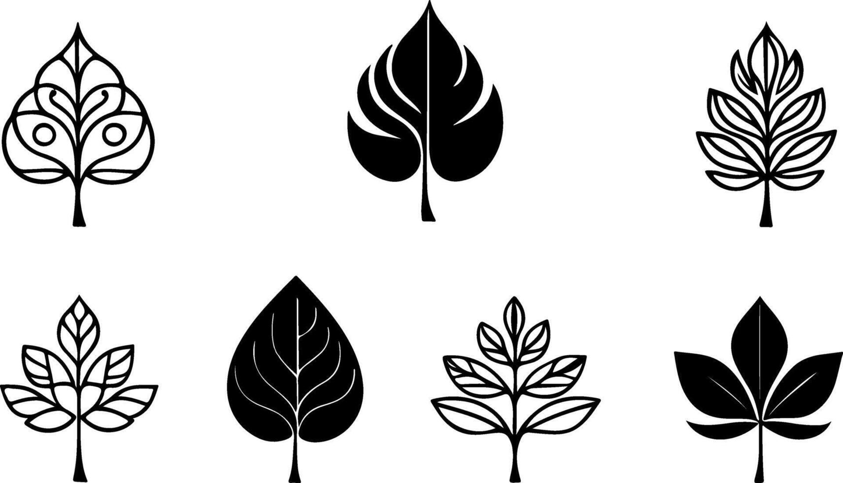 Black Leaf Silhouettes, Nature Icons for Design vector