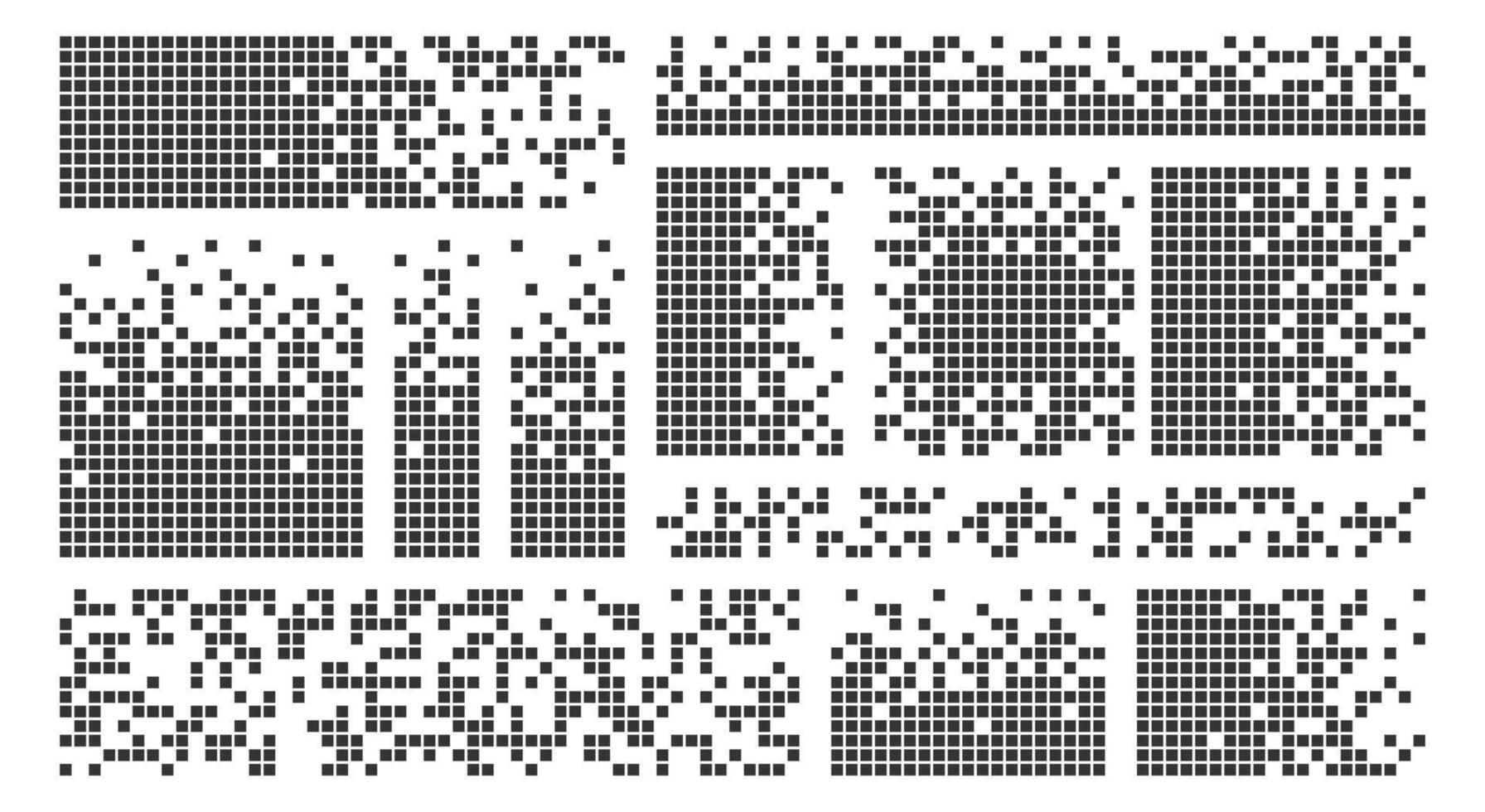 Pixel disintegration background. Decay effect. Dispersed dotted pattern. Pixelated shape vector