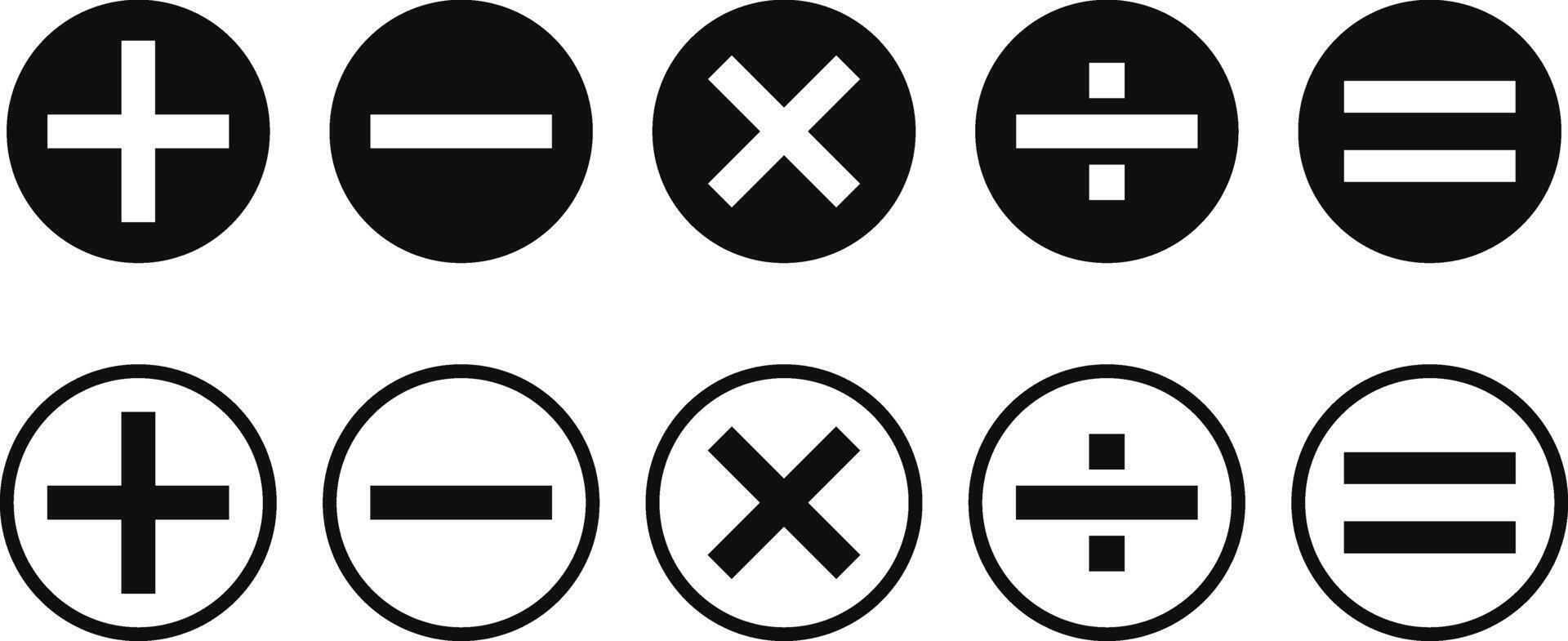 Set of Calculator key icon. Mathematical symbols icon.math calculations addition, division, subtraction, multiplication, plus minus button vector