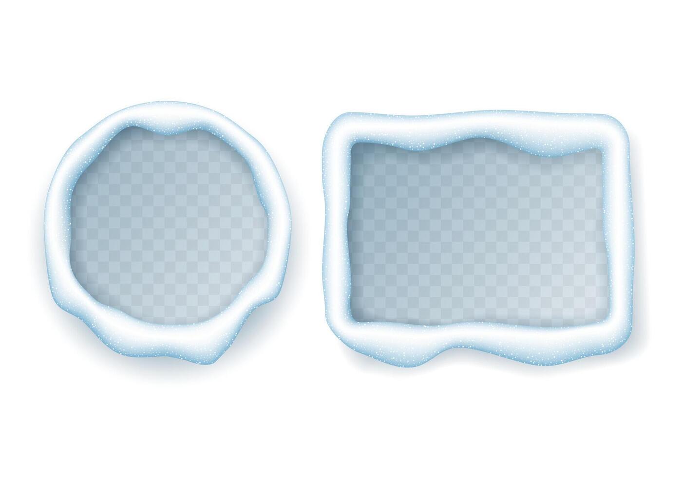 Collection of round and square snow frames. vector