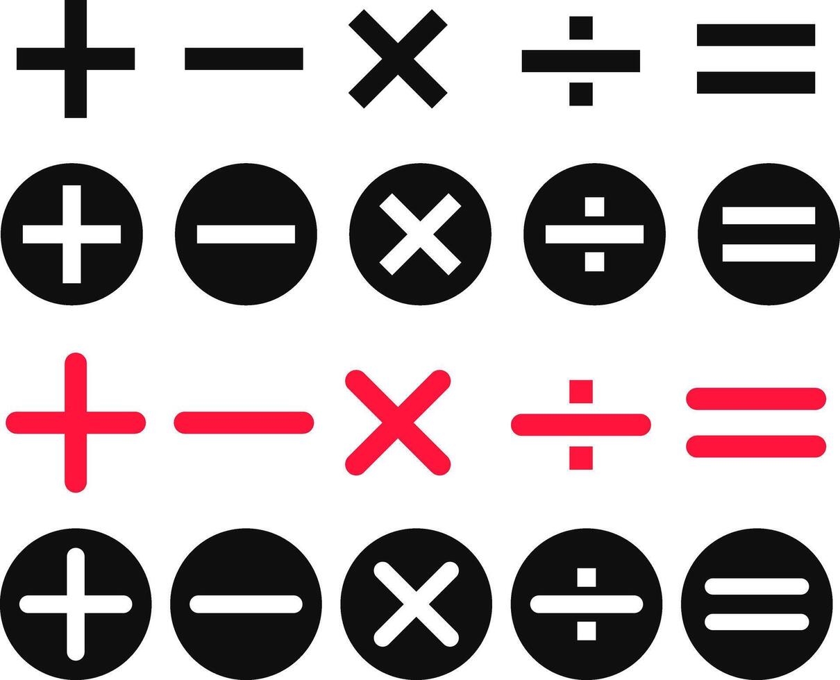 Calculator key icon set. Plus, minus, and other calculator icon. Calculator, math icon. mathematical calculator education vector