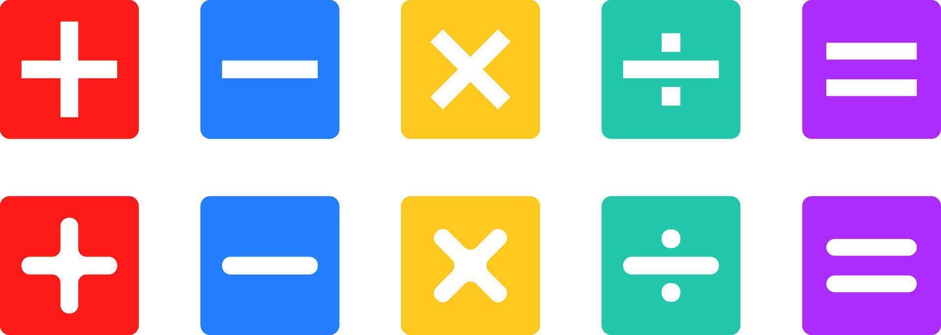 Calculator buttons icon set. calculations addition. set of calculator symbol. mathematic icon set. mathematical sing. vector