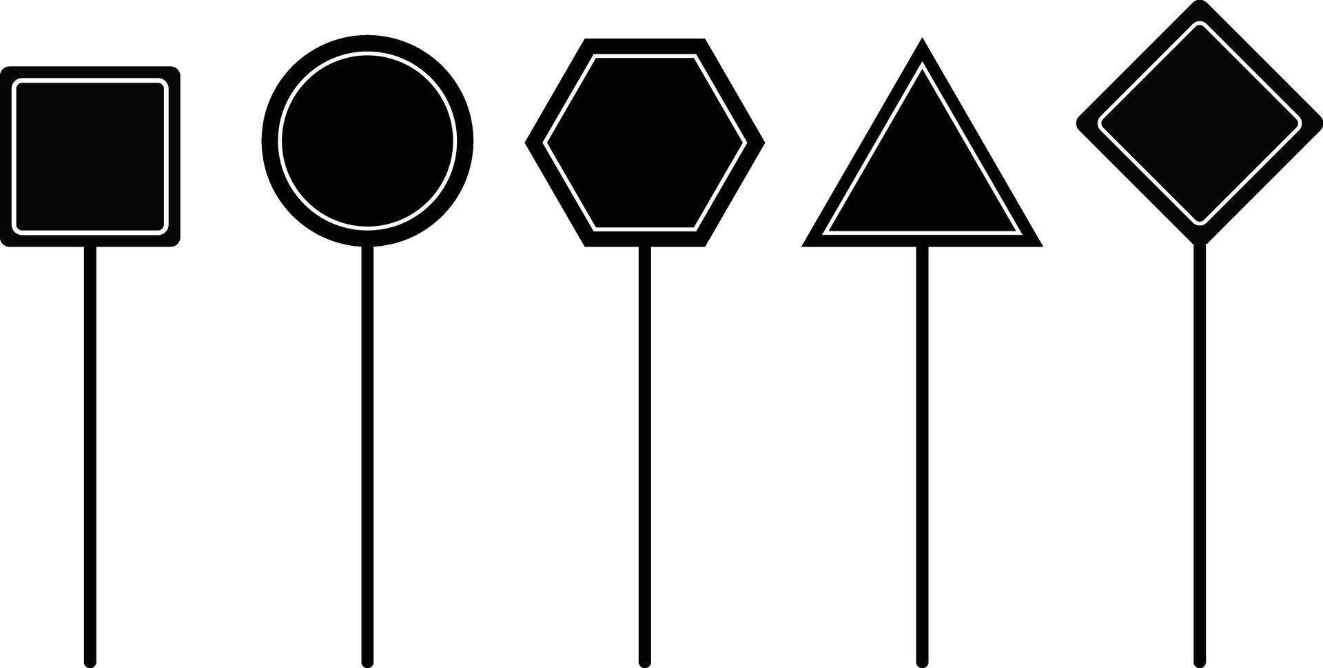 Blank traffic board icon set. Highway attention roadsign collection. Road sign icon. Direction highway symbols vector