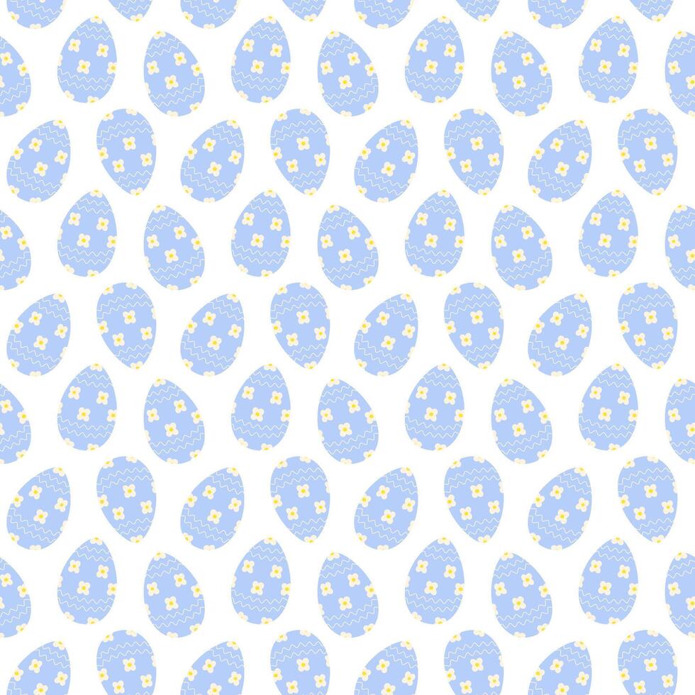 Easter Eggs patterned Flowers and wavy lines Seamless Pattern. Easter greeting background concept Isolated Illustration Wrapping, wallpaper or web, poster, banner, brochures, price tag, label vector