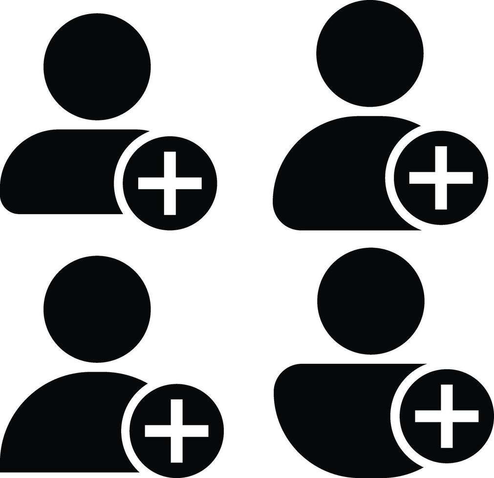 Set of profile with plus mark icon. Profile avatar with plus symbol. Add user icon symbol. plus icon . vector