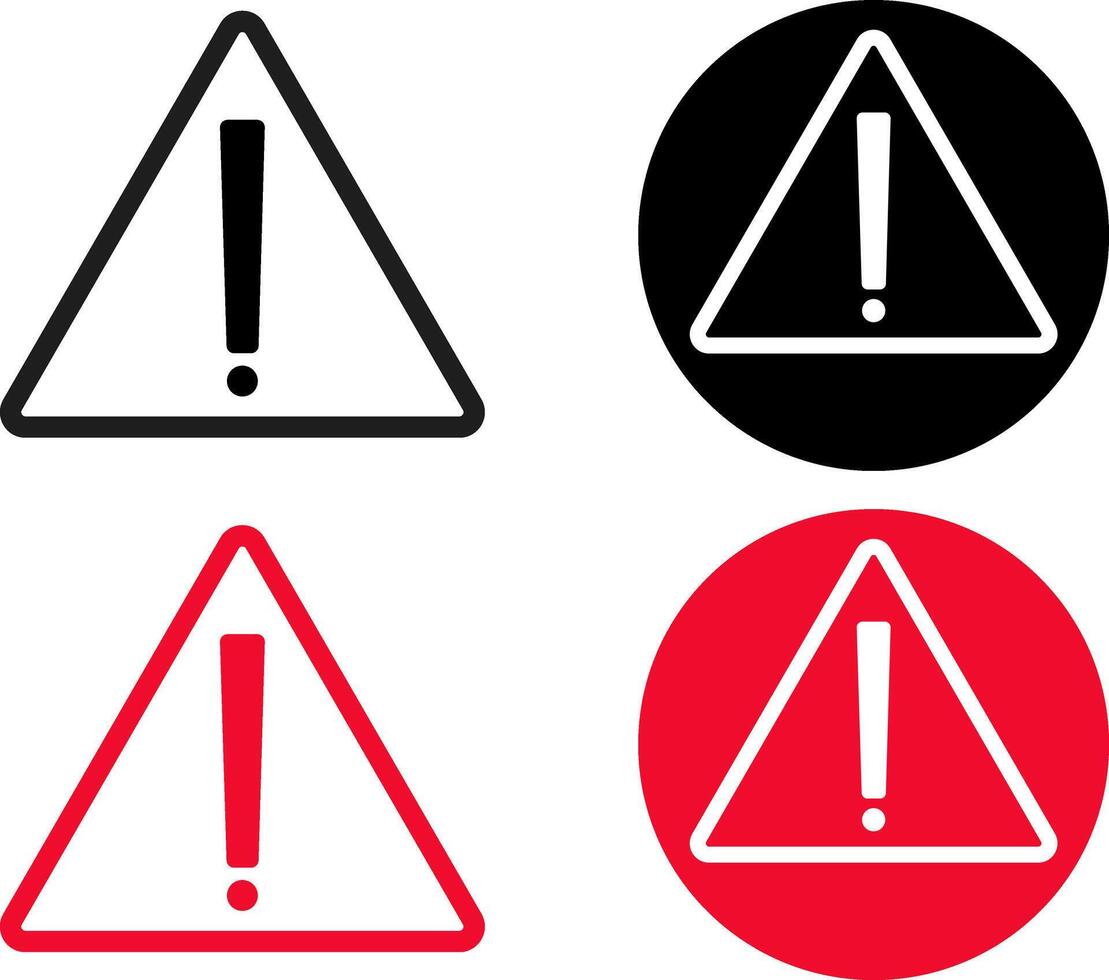 Exclamation danger icon set .attention sign. attention sign. Warning attention symbol. vector
