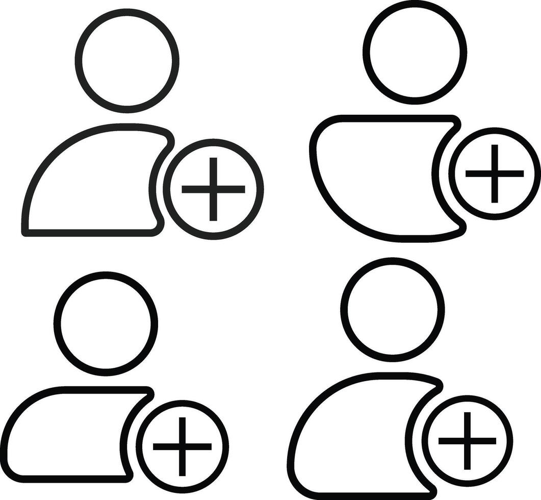 profile with plus mark icon set. Profile avatar with plus symbol.. plus icon . Add user icon symbol vector