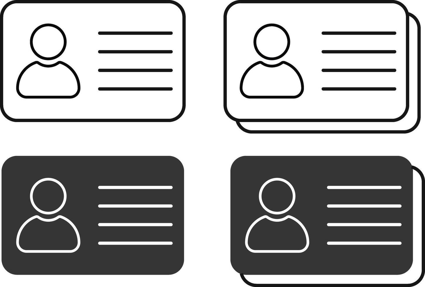 Set of License icon set. Identification card. Driver's license identification icon. ID Card icon collection. vector