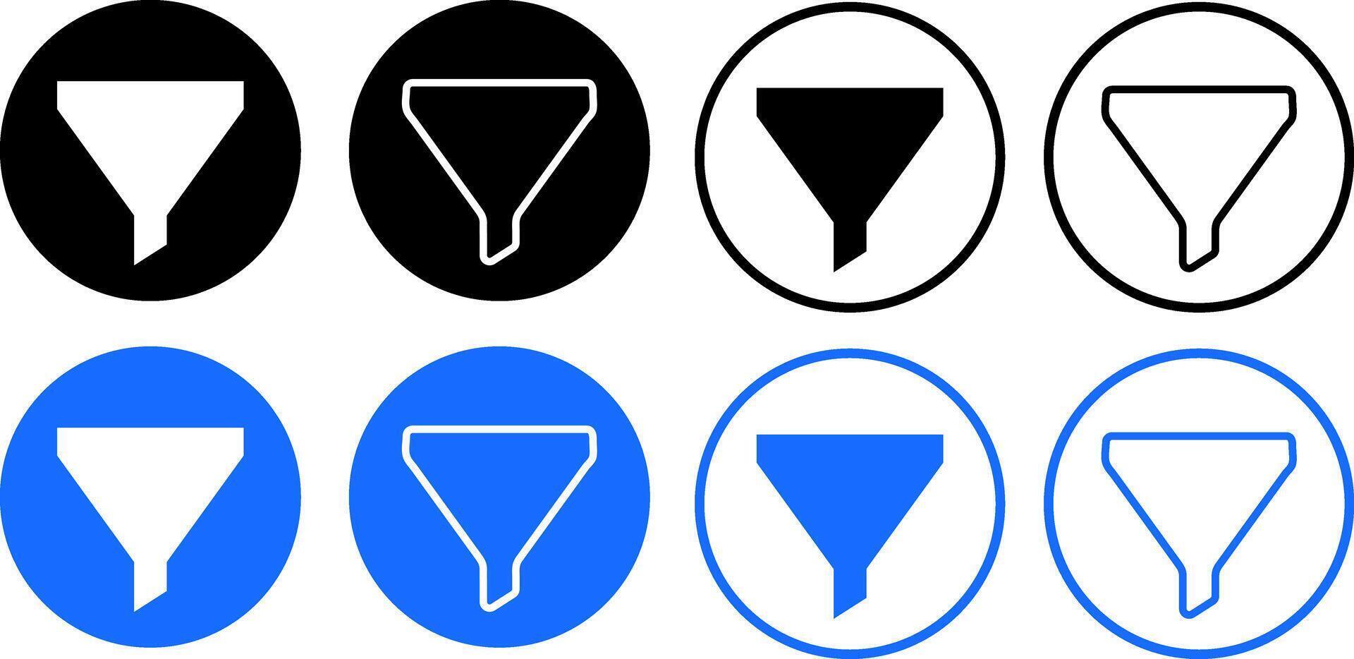 Filter icon, funnel icon, filtering icon set.smartphone application. Funnel sign. Ascending and descending sort icon sign vector
