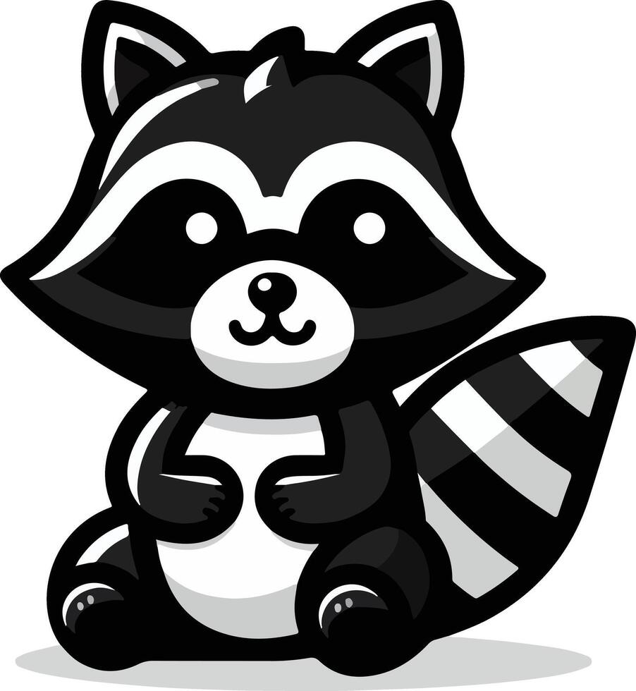 A black silhouette of a raccoon vector