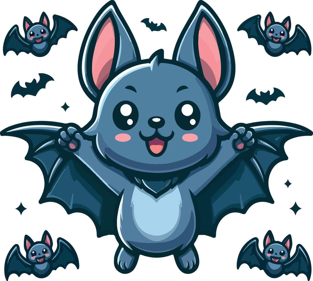 Brown bat cartoon character on white background vector