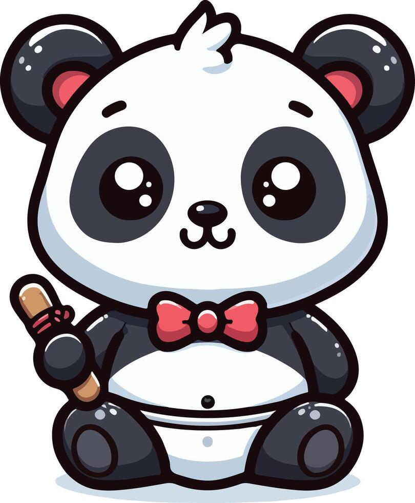 Cute Panda With Bamboo vector