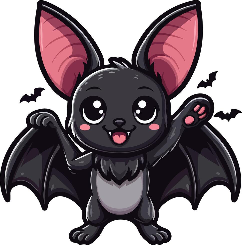 Hand drawn flat halloween bat illustration vector