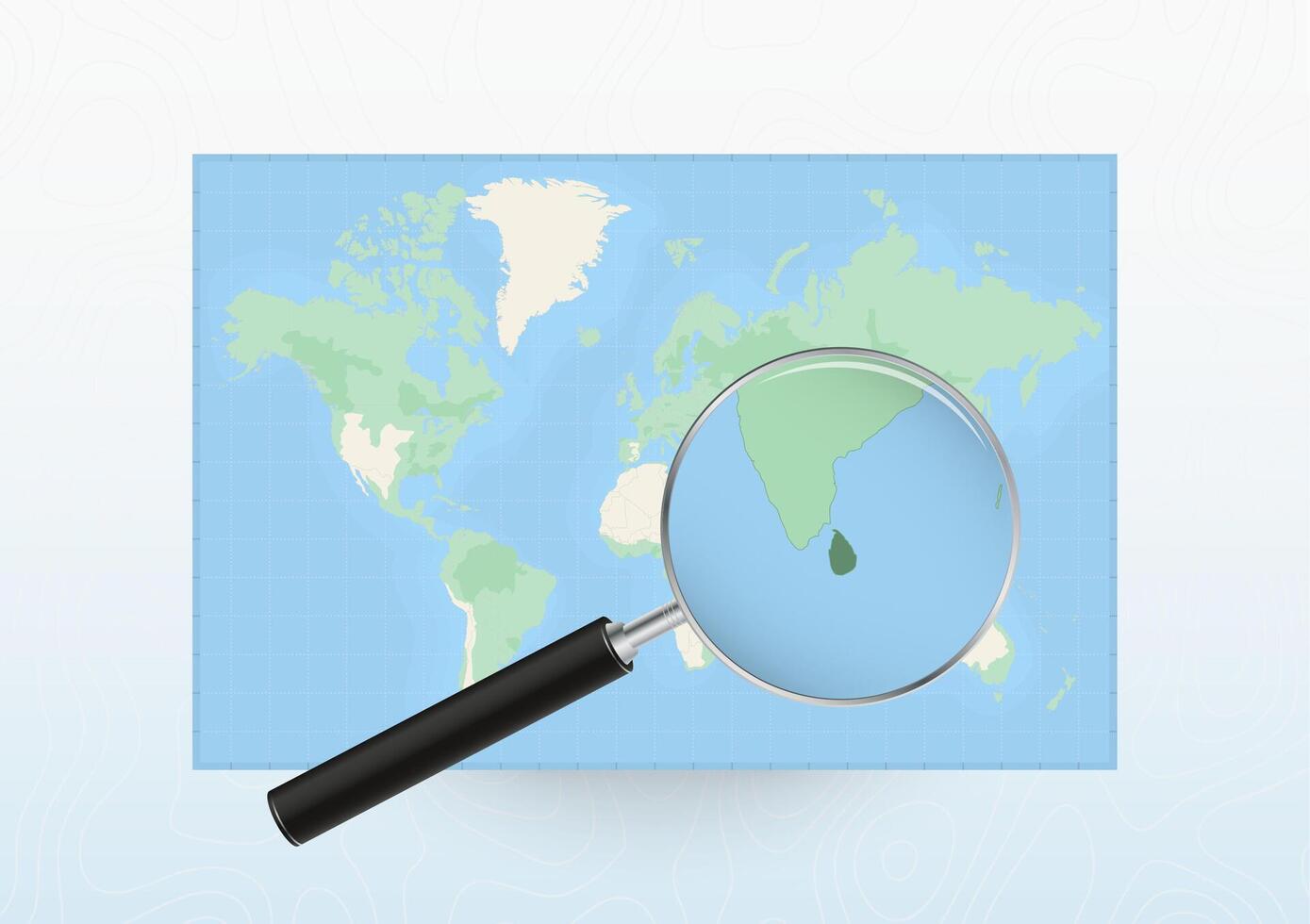Map of the World with a magnifying glass aimed at Sri Lanka, searching Sri Lanka with loupe. vector